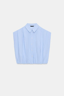 CAMISA CORTA GLOBO / Azul claro - Zara фото 5