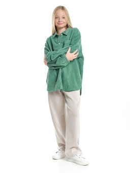 Вельветовая рубашка для девочки 22-7364 бежевый - Mini maxi фото 34