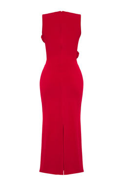 TRENDYOLMILLA Limited Edition K?rm?z? Gul Detayl? Orme Elbise TPRSS25EL00180  фото 6