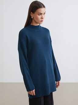 Yar?m Bal?k?? Yaka Kad?n Triko Tunik