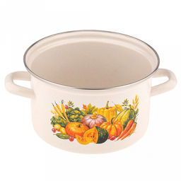 Осенний карнавал Кастрюля эмалированная 2,0л, форма цилиндрическая, металлическая крышка (Россия) - Домашняя мода фото 3