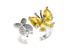 Кольцо бабочка 20*12мм цв.лимонный Радуга камня