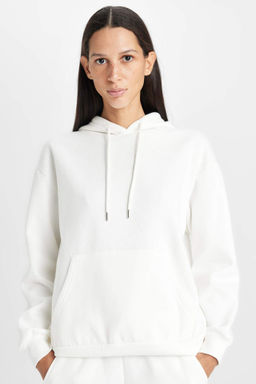 Relax Fit Kapusonlu Kanguru Cepli Kal?n Basic Duz Sweatshirt - Defacto фото 4