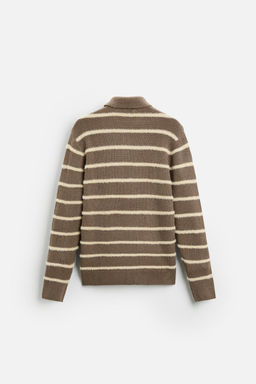 TEXTURED STRIPED KNIT POLO SWEATER - Zara фото 7