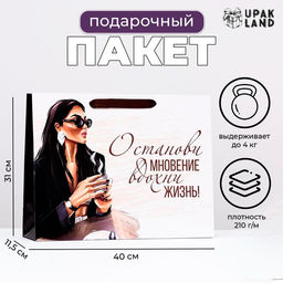 Пакет подарочный ламинированный «Останови мгновение», 31×40×11.5 см