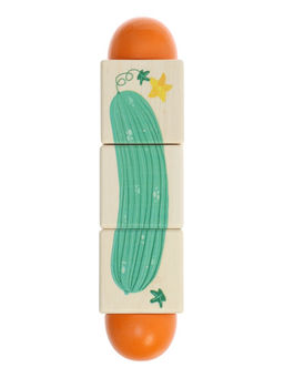 Кубики деревянные на оси  «Овощи» , 3 кубика