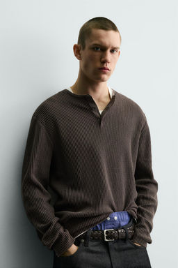 HENLEY NECK TEXTURED JUMPER - Zara фото 13