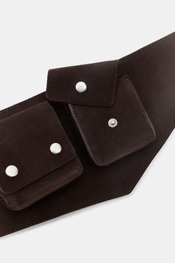 LEATHER CORSET BELT WITH POCKETS - Zara фото 3
