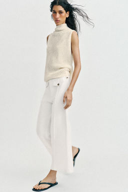 PANTAL?N CULOTTE TEJIDO R?STICO / Crudo - Zara фото 8