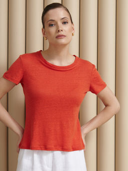 Футболка льняная 452-49 коралловая