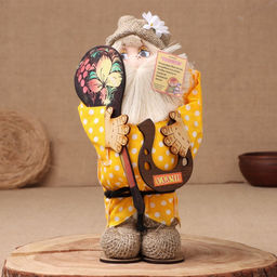 Фигурка-оберег «Домовой. Славуся в льняном колпаке, с ложкой и подковой», МИКС