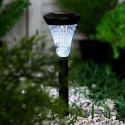 Садовый светильник Рифлёный конус, уличный, на солнечной батарее, 1 LED, свечение белое - Luazon lighting фото 2