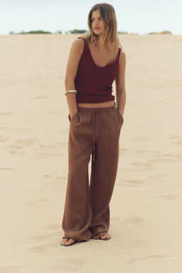 LINEN BLEND KNIT TOP - Zara фото 10