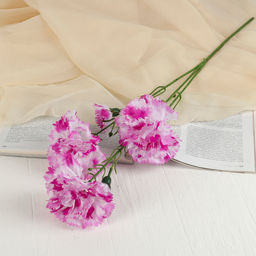 Цветы искусственные «Гвоздички», 8×67 см, бело-сиреневые