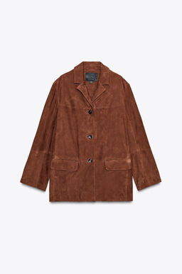 ZW COLLECTION LIMITED EDITION OVERSIZED SUEDE LEATHER BLAZER - Zara фото 7