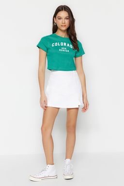 TRENDYOLMILLA Ac?k Mavi Y?rtmacl? Denim Sort Etek TWOSS23SR00091 фото 5