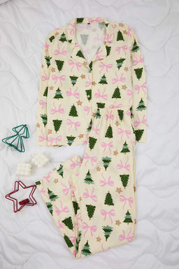 Ekru Y?lbas? Belmando Dokuma Pijama Tak?m? THMAW26PT00060 - Trendyolmilla фото 5