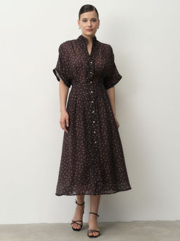 Платье из тенселя 90501 черное в горошек