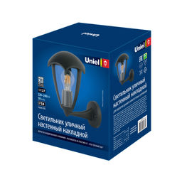 UUL-S80A 60W/E27 IP54 BLACK Светильник уличный, под лампу Е27. Архитектурный накладной. Корпус черный. TM Uniel