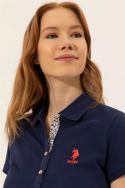 U. S. Polo Assn Женская темно-синяя базовая футболка с воротником-поло - U.s. polo assn фото 10