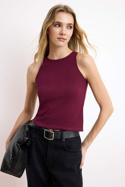 Murdum Pamuklu Halter Yaka Fitted/Vucuda Oturan Esnek Orme Atlet TWOSS23AL00069