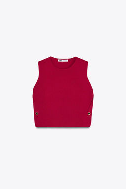 SIDE BUTTON KNIT VEST TOP - Zara фото 3
