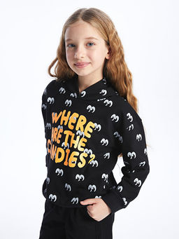 H12 Bask?l? Uzun Kollu K?z ?ocuk Hoodie - Waikiki фото 3