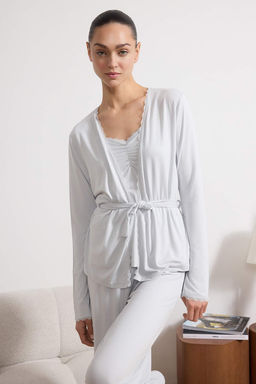 Siyah 3lu Dantelli Viskon Orme Pijama Tak?m? THMSS26PT00056 - Trendyolmilla фото 2