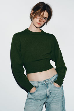 CROPPED PLAIN KNIT JUMPER