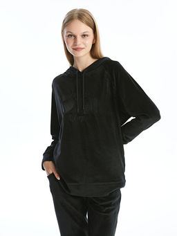 Kap??onlu Kadife Kad?n Pijama ?st