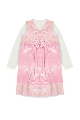 Fusya K?z Cocuk Kurdaleli Regular Bask?l? Pamuklu Orme Elbise TKDAW25EL00002 - Trendyolmilla фото 11