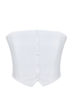 Trendyolmilla Siyah Straplez Dugme Detayl? Crop Dokuma Bluz TWOAW24BZ00421  фото 3