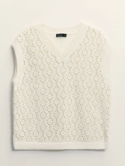 Топ из ажурной вязки из хлопка / Zarina  фото 7