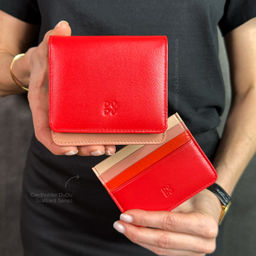 Итальянский кожаный кошелек DuDu серии Flores | огненно-красный - Dudubags фото 6