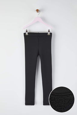 Siyah Pamuklu Kal?n/Ici Polarl? Orme K?z Cocuk Tayt TKDAW26TA00007