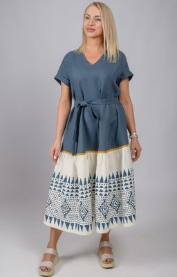 Ярусное платье из  100% умягченного льна