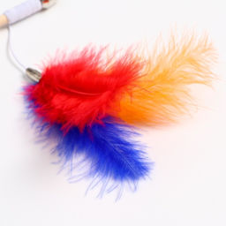 Дразнилка - удочка Радужные перья на деревянной палочке, микс цветов - Пижон фото 3