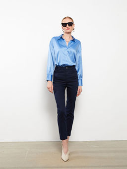 Y?ksek Bel Dar Fit D?z Gabardin Kad?n Pantolon