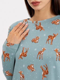 Сорочка ночная женская зеленая с принтом в виде милых оленей - Mark formelle фото 4