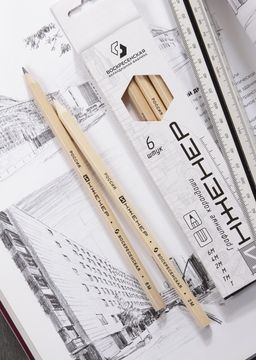 ВКФ ИНЖЕНЕР 6B-1240 Набор графитных карандашей заточенный ассорти 8 х 6 шт. 6М(6В), 4М(4В), 2М(2В), М(В), ТМ(НВ), Т(Н)