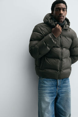 WATER-REPELLENT HOODED PUFFER JACKET - Zara фото 7