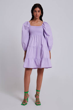 Хлопковое платье с пышными рукавами - Incity фото 2