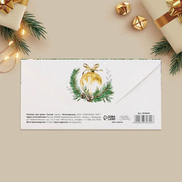 Цена за 10 шт. Конверт для денег «С Новым годом!», ёлочные игрушки, 16.5 х 8 см