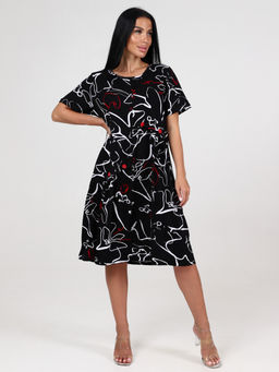 855 ПЛАТЬЕ ЖЕНСКОЕ (Узоры на черном) - А-дина фото 2