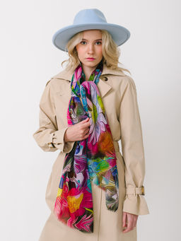 Большой, мягкий, тонкий и очень нежный двусторонний палантин с рисунком в стиле арт-деко - Tantino фото 8