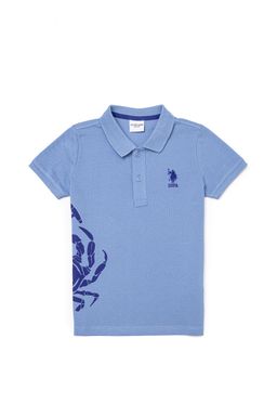 Темно-синяя футболка с воротником поло для мальчиков