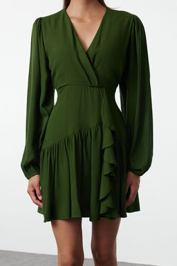 Trendyolmilla Koyu Yesil Duz Dokuma Elbise TWOAW24EL00550 фото 3