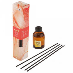 Ароматический диффузор 50мл "Golden skin" 4х4х21,5см, настольный, стекло, палочки из микрофибры, парфюм, с пробником аромата, в коробке, "Medori" (Россия)