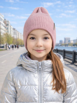 Шапка вязаная пудра