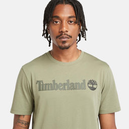 Мужская футболка Timberland T-Shirt Kennebec River Linear Logo Regular зеленая  фото 3